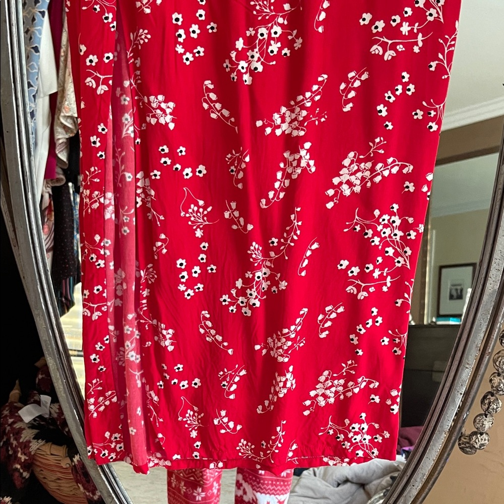 Red Floral Skirt